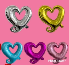 DOCENA GLOBOS CORAZÓN CALADO 45 CM