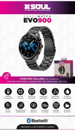 Smartwatch Soul Evo 900 Malla Metalica Funcion Llamada Malla Negro - comprar online