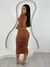 VESTIDO FIVELA NO MEIO COSTAS NUA - MARROM - comprar online
