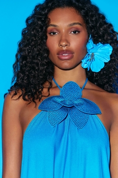 Vestido Longo Frente Única com Aplicação - Lança Perfume - comprar online