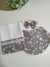 Kit babador 3 peças Floral rosa e cinza