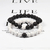 Conjunto de pulseira de pedra de lava natural preto e branco para casais, olho d