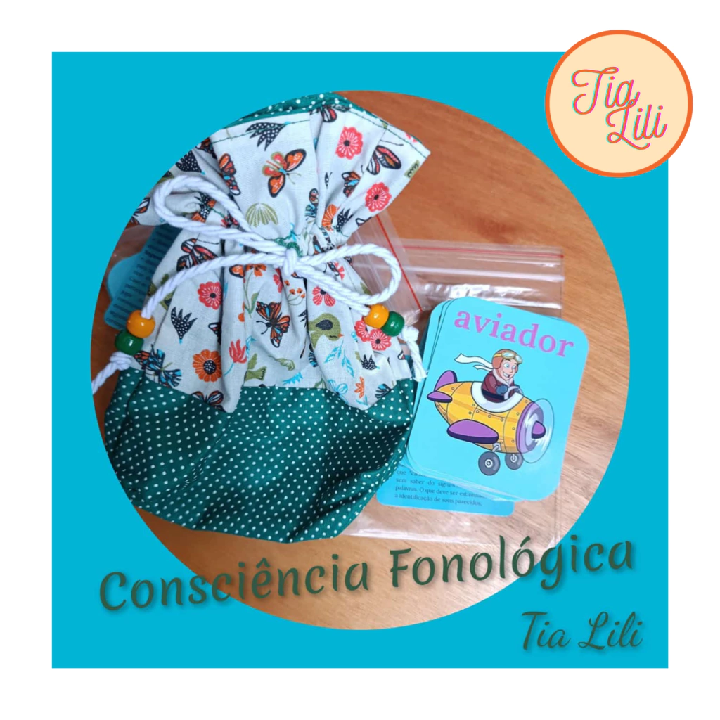 Jogo Consciência Fonológica + Bolsa de Tecido (Artesanal)