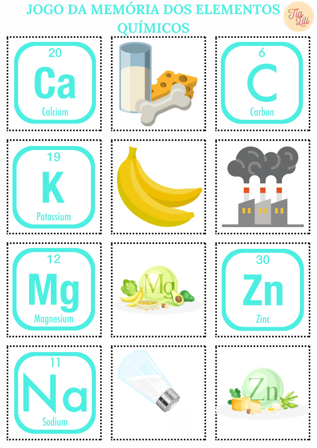 Jogo Memória de Elementos Químicos