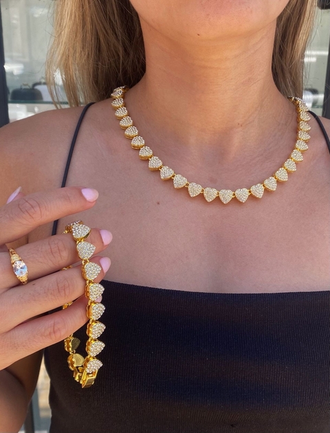 Cadena corazones Ice dorada AD