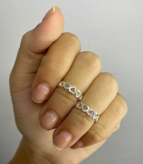 AN00333 Anillo Midis Corazones