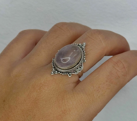 AN00348 Anillo Aby cuarzo rosa