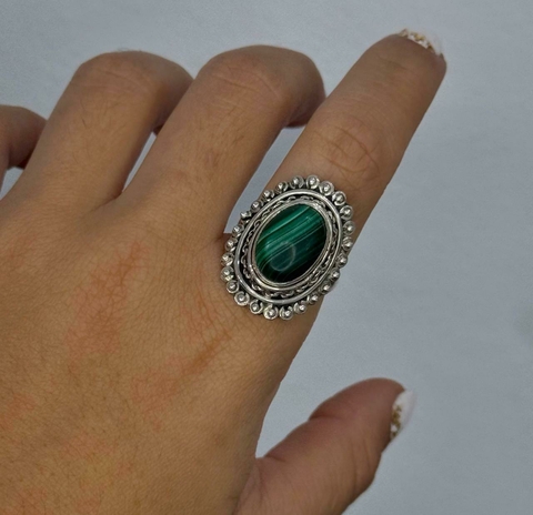 AN00357 Anillo malaquita Nicole