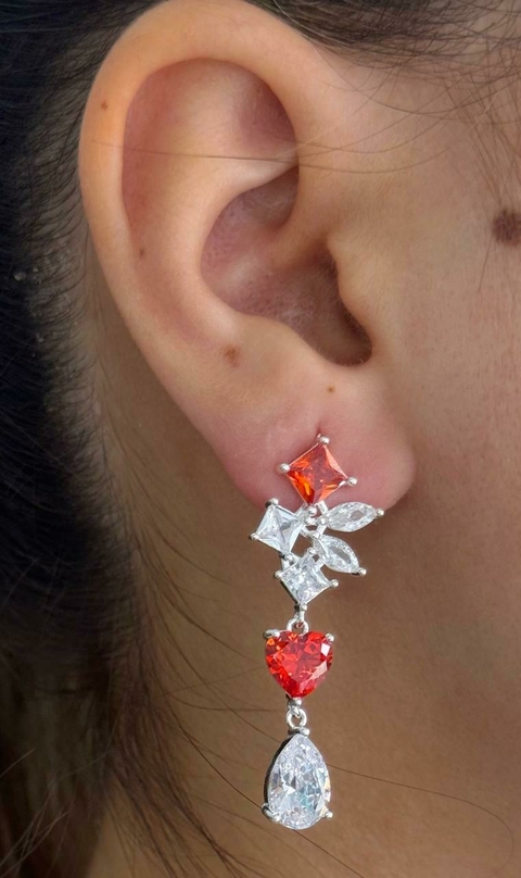 AR00418 Aros Corazones con piedras - comprar online