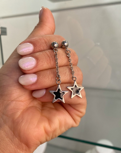 Aros Colgante esmaltado negro AQ