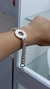 PU00070 Pulsera doble rolo y circulo de plata