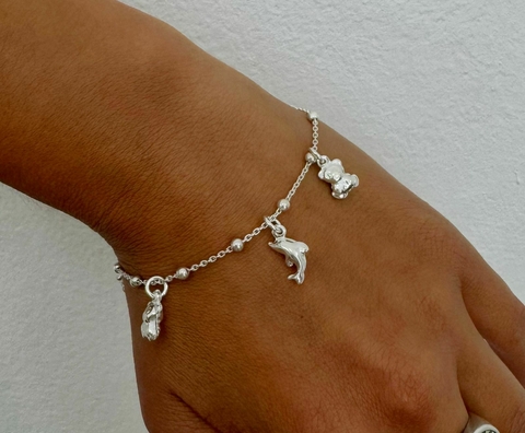 PU00157 Pulsera osito y delfin