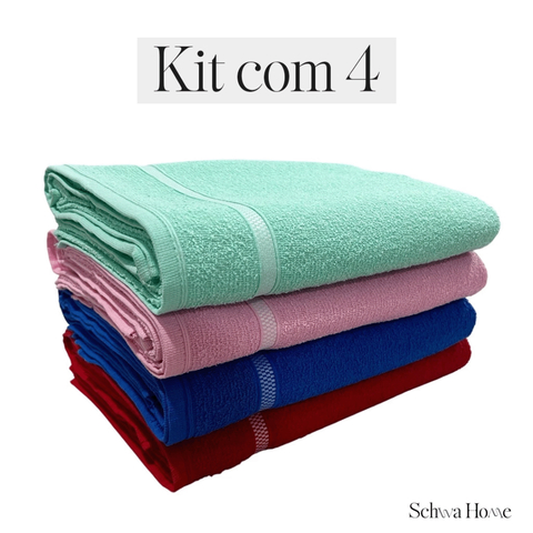 Kit 4 Toalha De Banho Grande Macia 100% Algodão Sortida