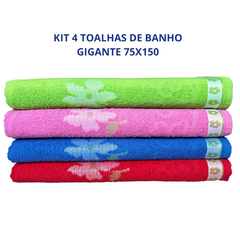 Jogo Kit 4 Toalha De Banho Grande Grossa Macia 100% Algodão 75x150 Gigante Alta Absorção - Schwa Home