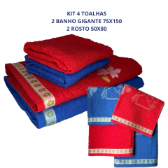 Jogo 4 Toalha - Kit 2 Rosto + 2 Banho Banhão Gigante Felpuda