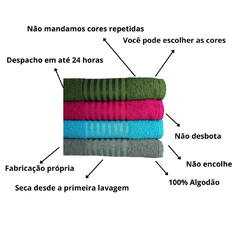 Kit 4 Toalha De Banho 100% Algodão Grande 67x130 Barata Atacado Sortida - loja online