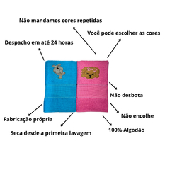 Imagem do Kit 2 Toalha De Banho 100% Algodão Infantil Menina Criança Ponto Cruz
