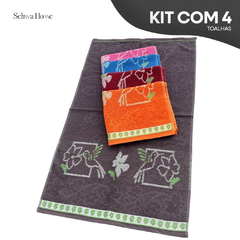Kit 4 Toalha Rosto Grossa 50x80 Grande 100% Algodão Sortida