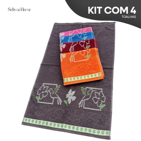 Kit 4 Toalha Rosto Grossa 50x80 Grande 100% Algodão Sortida