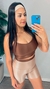 Conjunto canelado de compressão duo cós (short) - top mel - loja online