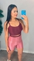 Conjunto canelado de compressão duo cós (short) - top mel