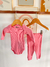 Conjunto Body Manga Longa e Calça Canelada Rosa