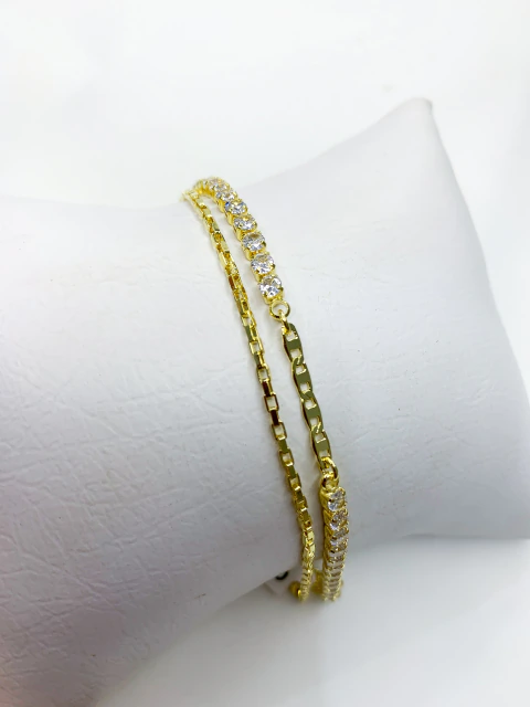 Pulseira dupla - riviera -cartier-piastrine (semi joia)
