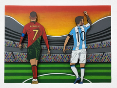 CUADRO DECORATIVO MESSI Y RONALDO
