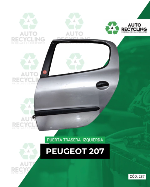 Puerta trasera izquierda - Peugeot 207