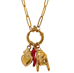 collar con 3 dijes de acero inoxidable