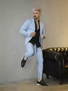 Terno Right Time Conjunto Blazer e Calça Azul Bebê - BORSARI