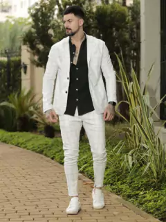 Terno Right Time Conjunto Blazer e Calça Branco - comprar online