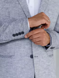 Terno Slim Conjunto Blazer e Calça Cinza Claro - BORSARI