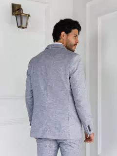 Terno Slim Conjunto Blazer e Calça Cinza Claro na internet