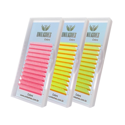 Cílios Volume Russo Unilashes 0.07 Neon Color - Curvatura L