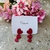 Arete Triple Corazon Rojo