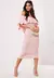 Vestido Rosa Midi Com Babado e Fenda