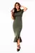 Vestido Verde Midi com Babado e Manguinha