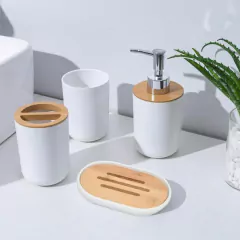 set de baño bambu x6p negro y blanco!! - comprar online