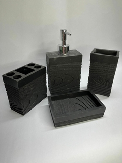 Set de baño resina x4p negro