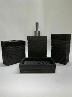 Set de baño resina x4p negro