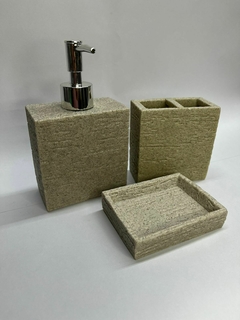 Set de baño simil piedra x3p - comprar online