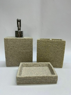 Set de baño simil piedra x3p