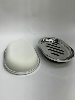 Jabonera cromada blanco y negro - comprar online
