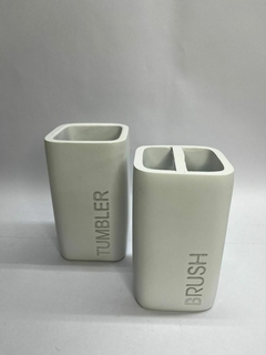 Porta cepillos/vaso resina blanco