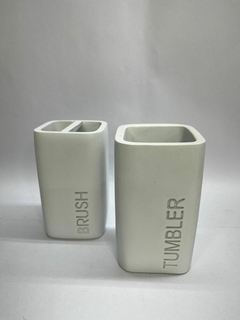 Porta cepillos/vaso resina blanco - comprar online