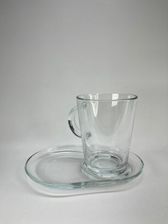 Taza de vidrio + Plato