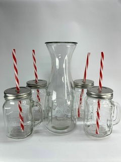 Set jarra + vasos c/bombilla