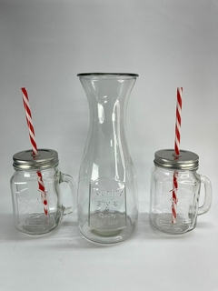 Set jarra + vasos c/bombilla - comprar online