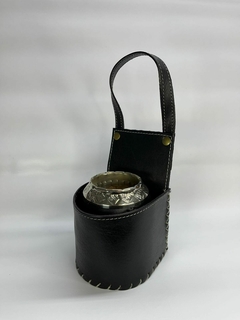 Porta mate 100% CUERO negro - comprar online